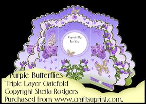 Triple Layer Gatefold - Purple Butterflies