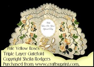 Triple Layer Gatefold - Pale Yellow Roses