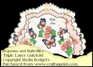 Triple Layer Gatefold - Begonias and Butterflies