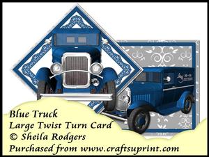 Large Twist Turn Card - Blue Truck