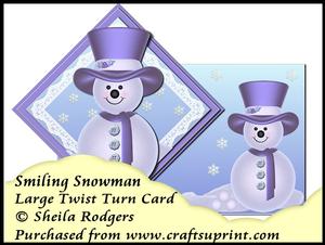 Large Twist Turn Card - Smiling Snowman