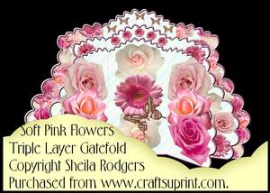 Triple Layer Gatefold - Soft Pink Flowers