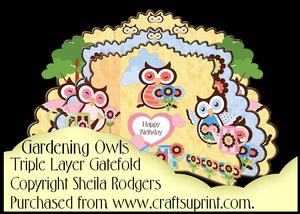 Triple Layer Gatefold - Gardening Owls
