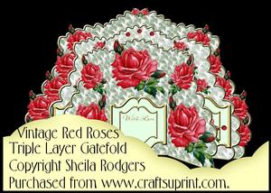 Triple Layer Gatefold - Vintage Red Roses