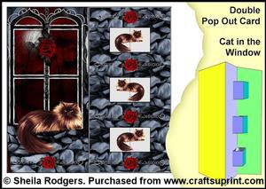 Double Pop Out Card - Cat in the Window