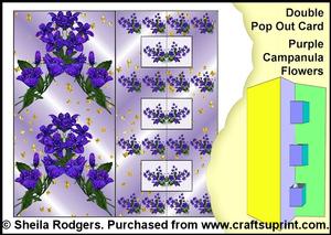Double Pop Out Card - Purple Campanula Flowers