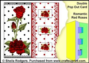 Double Pop Out Card - Romantic Red Roses