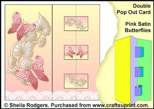 Double Pop Out Card - Pink Satin Butterflies