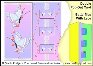 Double Pop Out Card - Butterflies with Lace