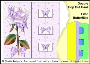 Double Pop Out Card - Lilac Butterflies