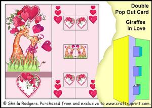 Double Pop Out Card - Giraffes in Love