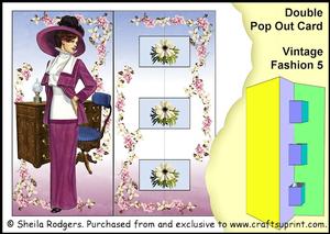 Double Pop Out Card - Vintage Fashion 5