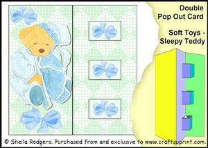 Double Pop Out Card - Soft Toys - Sleepy Teddy