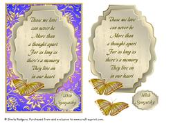 Sympathy Card with Floral Overlay, Poem and Butterfly