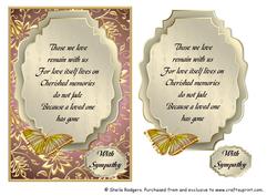Sympathy Card with Poem and Gilded Butterfly