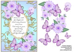 Butterflies with Gold Flourishes and Poem 3
