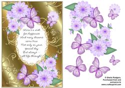 Butterflies with Gold Flourishes and Poem 6