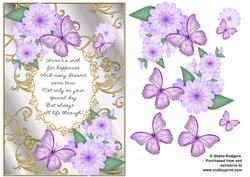 Butterflies with Gold Flourishes and Poem 7
