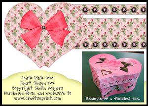Heart Shaped Box - Dark Pink Bow