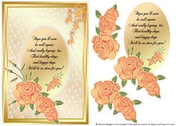 Card with Verse - Get Well Soon - Peach Flowers