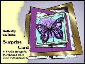 Surprise Card - Butterfly on Rose