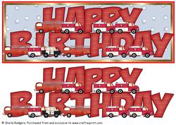 Large Dl Card - Emergency Vehicles Birthday