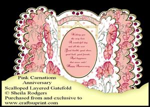 Scalloped Layered Gatefold - Pink Carnations Anniversary