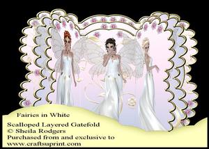 Scalloped Layered Gatefold - Fairies in White