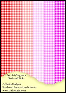 Set of 6 Ginghams - Reds and Pinks