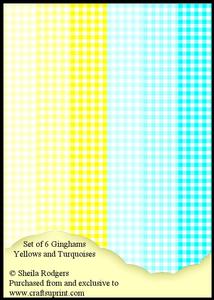 Set of 6 Ginghams - Yellows and Turquoises