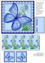 Exploding Card - Blue Butterfly with Gems