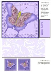 Exploding Card - Purple Butterfly on Lace
