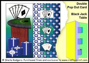 Double Pop Out Card - Black Jack Table