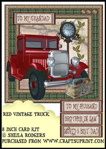 8 Inch Card Kit - Red Vintage Truck