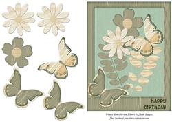 Wooden Butterflies and Flowers