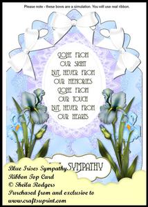 Ribbon Top Card - Blue Irises Sympathy