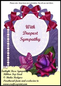 Ribbon Top Card - Twilight Rose Sympathy