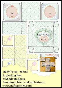 Exploding Box - Baby Faces - White