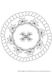Digital Stamp - Flower Ring in Round Frame