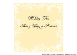 Insert for 8 Inch Card-floral Edge - Many Happy Returns