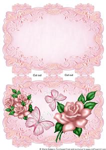 Pink Strip Card Mini Kit - Butterflies and Roses