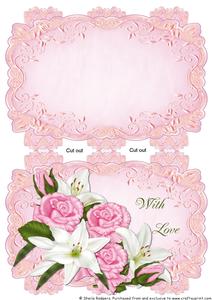 Pink Strip Card Mini Kit - Pink Roses and Lilies