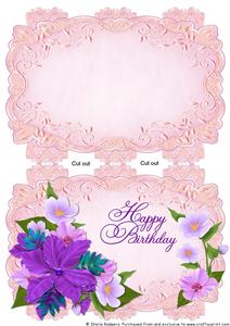 Pink Strip Card Mini Kit - Mixed Flowers Birthday