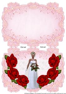Pink Strip Card Mini Kit - Bride with Red Roses