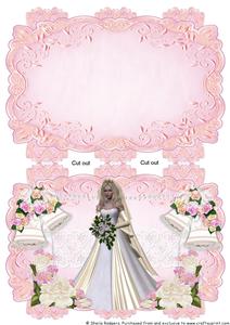 Pink Strip Card Mini Kit - Wedding Bells, Bride and Roses