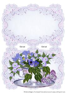 Mauve Strip Card Mini Kit - Posy in a Teacup