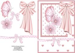 Butterfly on Flowers with Ribbons