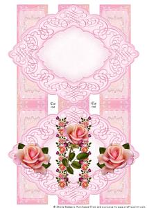Pink Diamond Strip Card - Coral Roses