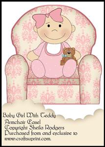 Armchair Easel - Baby Girl with Teddy