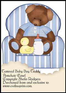 Armchair Easel - Tattered Baby Boy Teddy